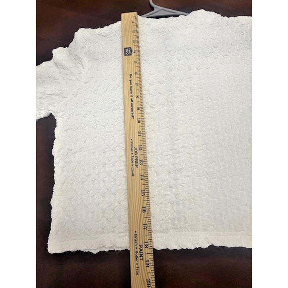 JIFFY POP ZIPPER CARDIGAN Aleeza Paris White Silver Zip Crinkle Top Sz Large NEW - Picture 10 of 10